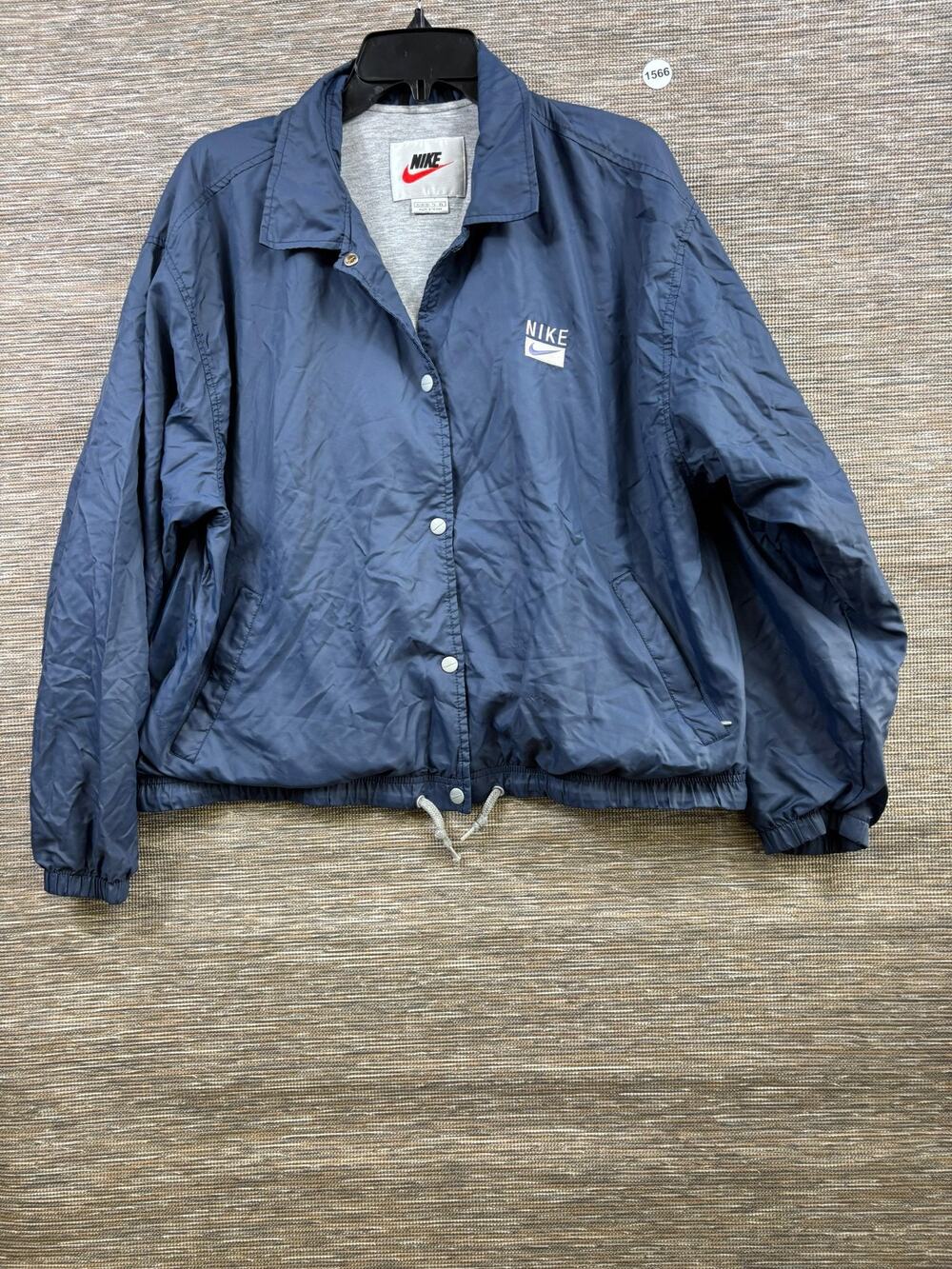 Vintage Nike Jacket Womens Size XL Blue Snap Windbreaker Lined Nylon Coach 90s